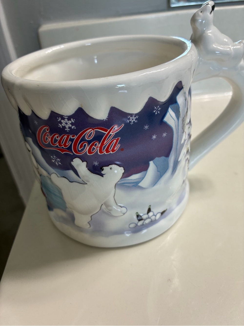 Coca Cola White Polar Bear Holiday Ceramic Mug